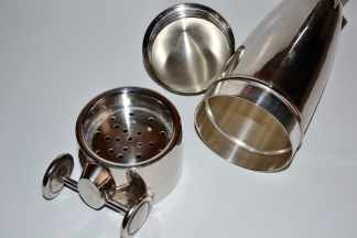 silverplate cocktail shaker: blimp