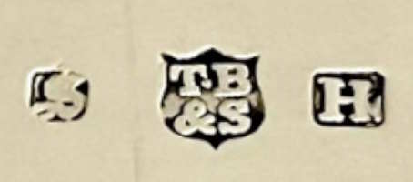 Thomas Bradbury & Sons silverplate mark, date 1909, H into a square