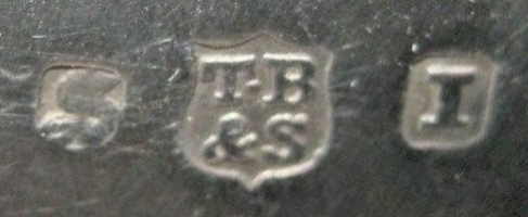 Thomas Bradbury & Sons silverplate mark, date 1910, I into a square