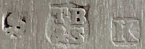 Thomas Bradbury & Sons silverplate mark, date 1912, K into a square