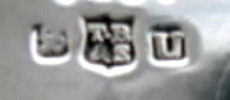 Thomas Bradbury & Sons silverplate mark, date 1922, U into a square