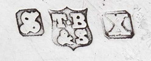 Thomas Bradbury & Sons silverplate mark, date 1925, X into a square