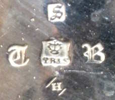 Thomas Bradbury & Sons silverplate mark, date 1857, H into a lozenge
