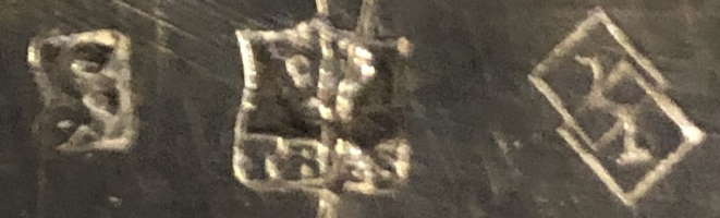 Thomas Bradbury & Sons silverplate mark, date 1858, I into a lozenge