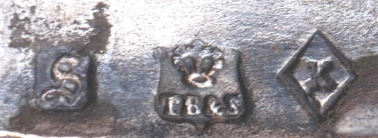 Thomas Bradbury & Sons silverplate mark, date 1860, K into a lozenge