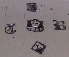 Thomas Bradbury & Sons silverplate mark, date 1861, L into a lozenge