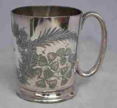 Philip Ashberry & Sons: Britannia metal mug 1856-1860
