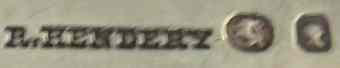 R.HENDERY and English pseudo-hallmarks mark, Robert Hendery, Montreal, Ontario, 1814-1897 R.HENDERY and English pseudo-hallmarks mark, Robert Hendery, Montreal, Ontario, 1814-1897