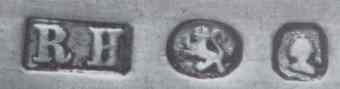 R.H and English pseudo-hallmarks mark, Robert Hendery, Montreal, Ontario, 1814-1897 R.H and English pseudo-hallmarks mark, Robert Hendery, Montreal, Ontario, 1814-1897