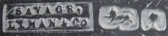 SAVAGE over LYMAN & Co and English pseudo hallmarks mark, Savage Lyman & Co, Montreal CANADA 1868/1879