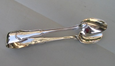 Italian  antique silver sugar tongs by Clementi Fabbrica Argenteria