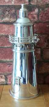Webster silverplate cocktail shaker: lighthouse