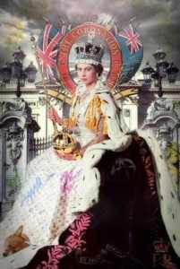 Queen Elizabeth II with coronation regalia
