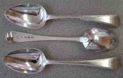 silver tablespoons hallmarked London, 1805, by Thomas Wallis II