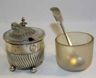 Silverplate Mustard pot and spoon