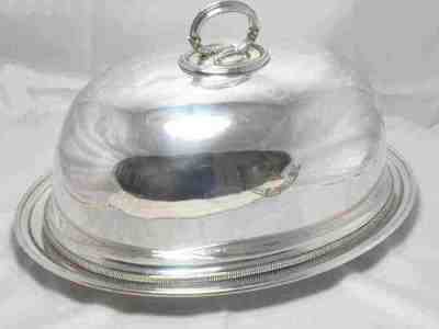 silver plate meat cover bearing an unidentified maker's mark