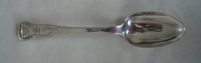 silver spoon hallmarked Edinburgh 1829, maker 'AE' (possibly Adam Elder or Alexander Edmonstoun III)