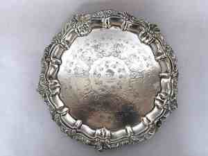unmarked silver plate serving tray