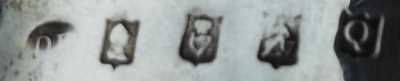 hallmark on sterling silver cup with family crest: CONYNGHAM
