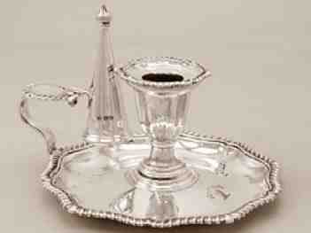 Silver chamber candlestick hallmarked Sheffield 1897, maker Martin, Hall & Co Ltd
