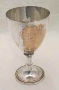 family crest: HAY of Ranneson on 'Old Sheffield Plate' cup