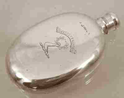 hip flask hallmarked London, 1883, silversmith maker George Unite