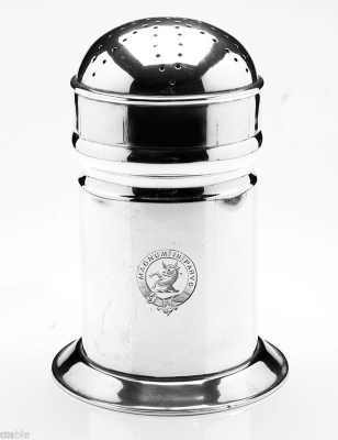 sterling silver pepperette with Little family crest