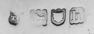 Thomas Bradbury & Sons on a sterling silver pepperette with Little family crest