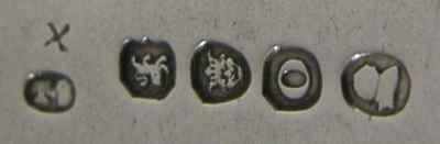 Thomas Streetin London 1809 hallmark on spoons with NICHOLAS and HUMBLE family crest