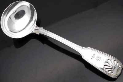silverplate ladle with Robertson family crest