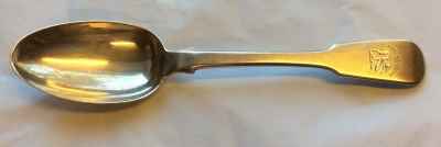 Simpson family crest on a silver spoon marked Edinburgh 1830