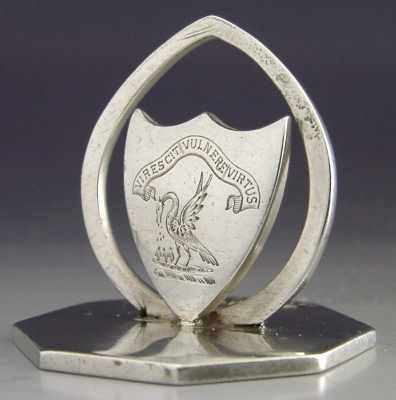 menu holder with family crest: STEWART