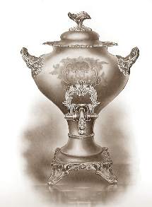 silver tea urn: T & J. Settle, 1830