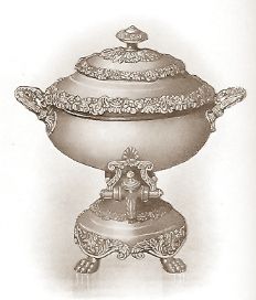 silver tea urn: Watson, Pass & Co, 1818