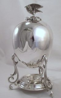 ovoid egg boiler with spirit lamp