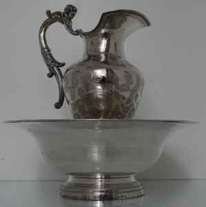 silver ewer and basin