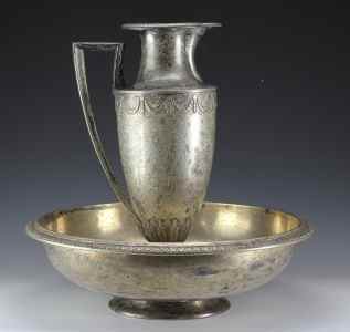 silver ewer and basin