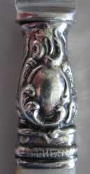 sterling silver ferrule on fork with mother-of-pearl handle