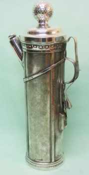 silverplate cocktail shaker: golf bag