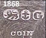 Gorham Mfg Co mark 1868 COIN, lion facing left'
