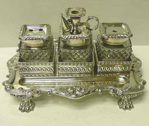 Old Sheffield Plate inkstand: c. 1820 Old Sheffield Plate inkstand: c. 1820