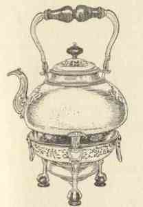 kettle on stand with silver brazie: 1703-1704
