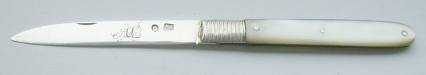 silver pocket folding knife: London 1800