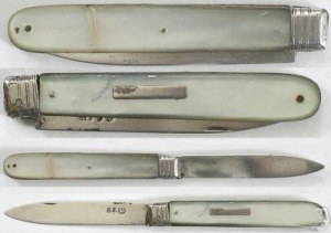 silver pocket folding knife: Sheffield 1835