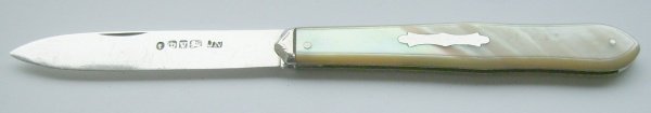 silver pocket folding knife: Sheffield 1841