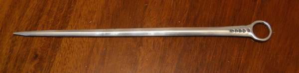 silver meat skewer letter opener