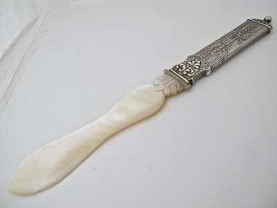 silver and mother-of-pearl paper knife