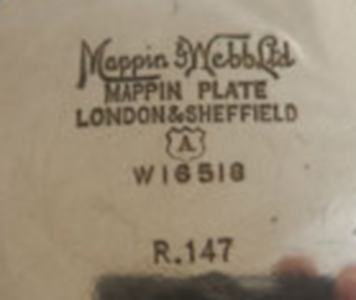 Mappin & Webb, silver plate mark, uppercase 'A' date letter