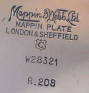 Mappin & Webb, silver plate mark, uppercase 'C' date letter