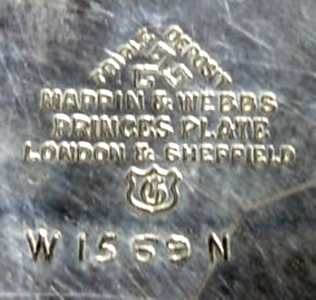 Mappin & Webb, silver plate mark, capital 'G gothic'  date letter